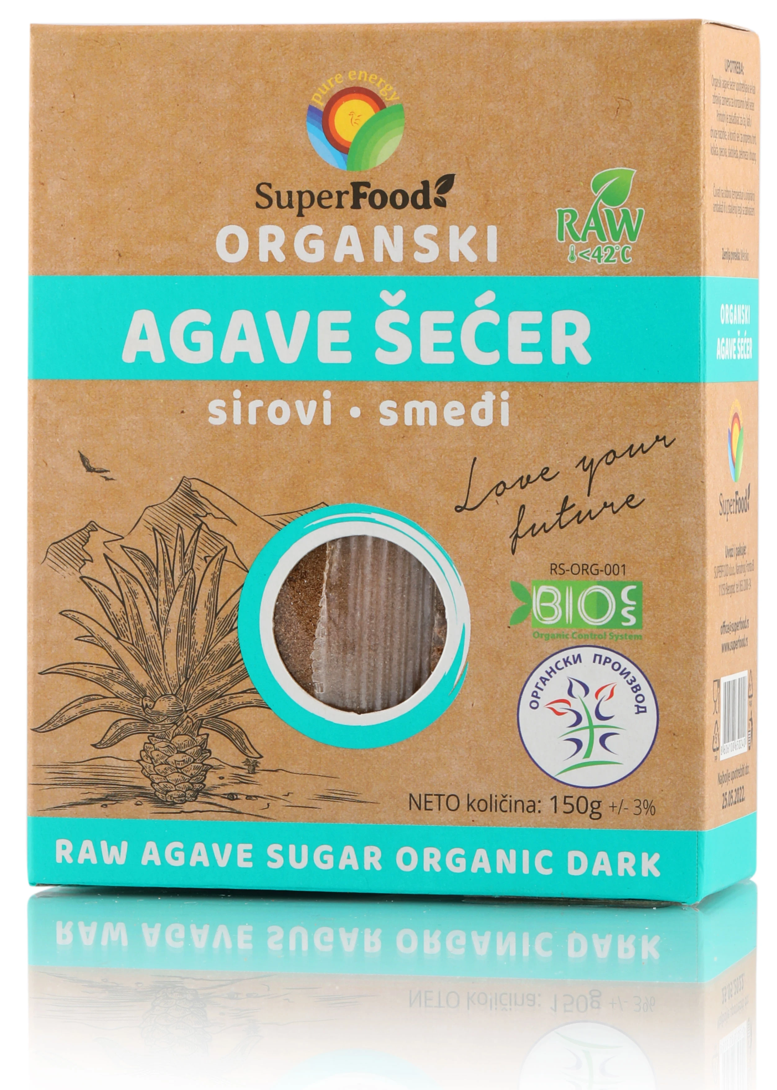 Šećer smeđi od agave (organski proizvod) 150 g Superfood